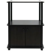 Floor Shelf Self-Standing, Lower 2-Door Cabinet Section, Woodgrain Finish, No Tools Required for Assembly