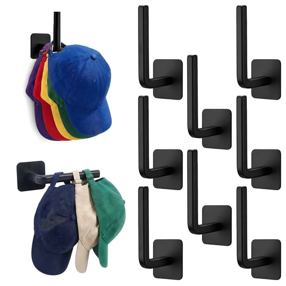 DualFerv  8 Pack Hat Rack for Baseball Caps, Hat Organizer Display Holder Hold Up to 18 Hats, Black