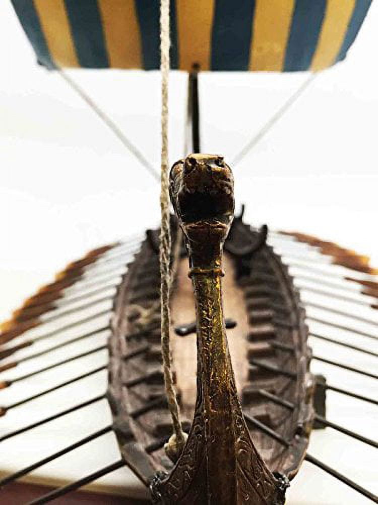 Scandinavian Viking Middle Ages War Ship Vessel Battle Longship Prototype Sculpture Figurine With Stand