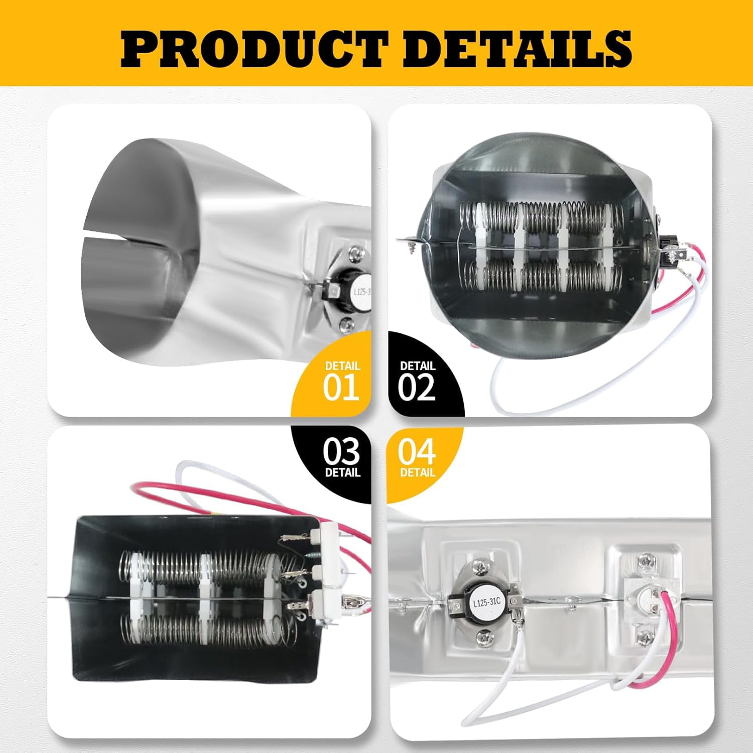 Upgraded Dryer Heating Element Assembly 5301EL1001J Replacement for LG DLE5977W DLE2240W DLE3170W, Fits 5301EL1001A 5301EL1001E 5301EL1001H 5301EL1001G 5301EL1001U