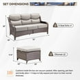 thumbnail image 2 of Planntonneo 3 Pieces Patio Furniture Sets-All Weather Wicker Rattan 3-Seat Sofa Set with 6" Cushion and Multifunctional Ottomans for Deck Backyard, Brown/Beige, 2 of 7