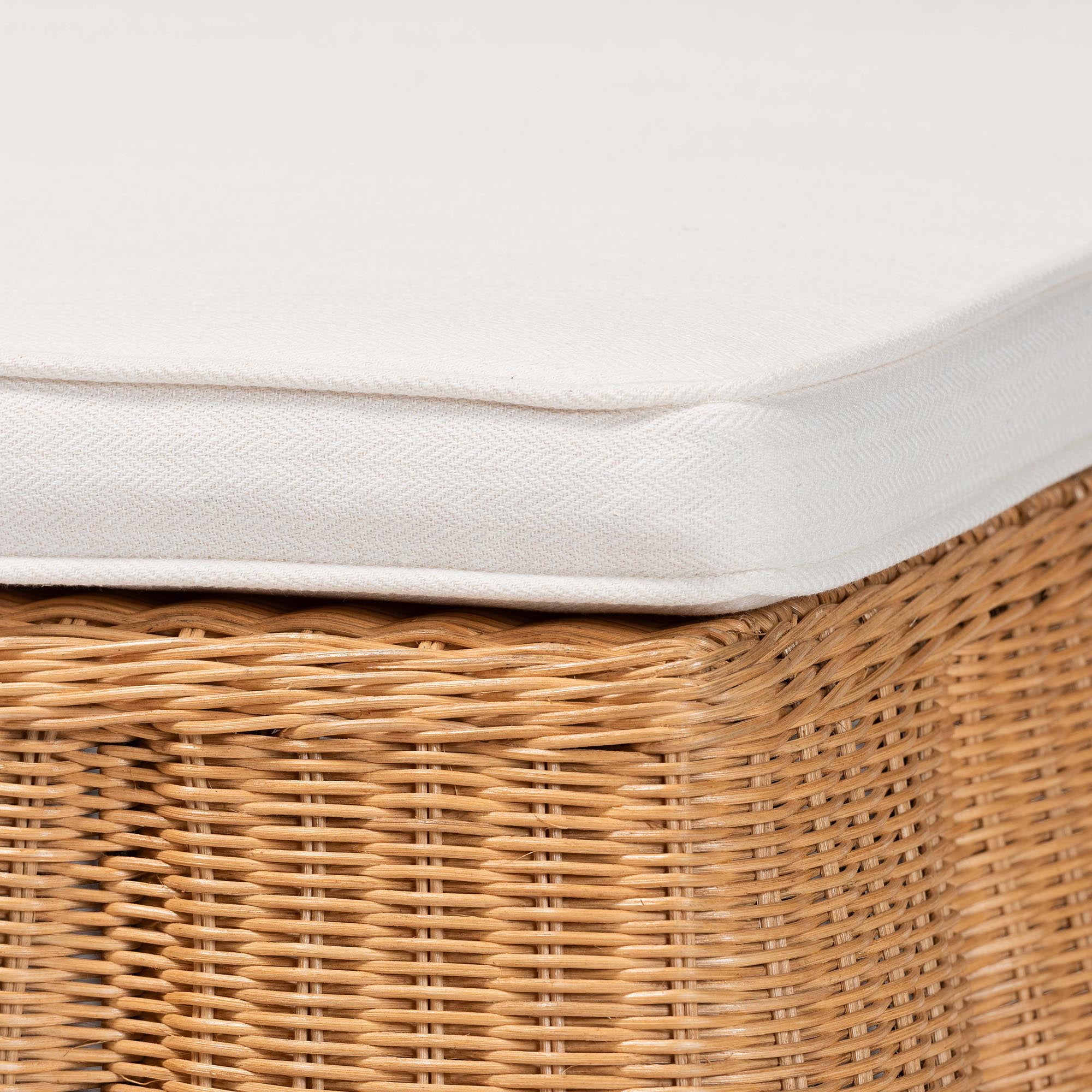 bali & pari Palm Boho Ottoman, 39"W, Square, Light Honey