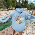 thumbnail image 2 of Women's Oversized Floral Embroidered Hoodie Cozy Red Pullover with Colorful Flower Design, Casual Wear, 2 of 4