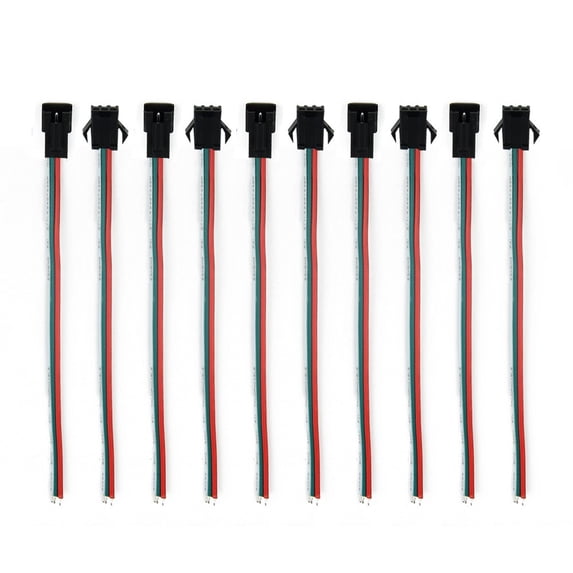 5 Pairs Jstsm 3 Pin Plug Male To Female Wire Connector Led Light With Cable