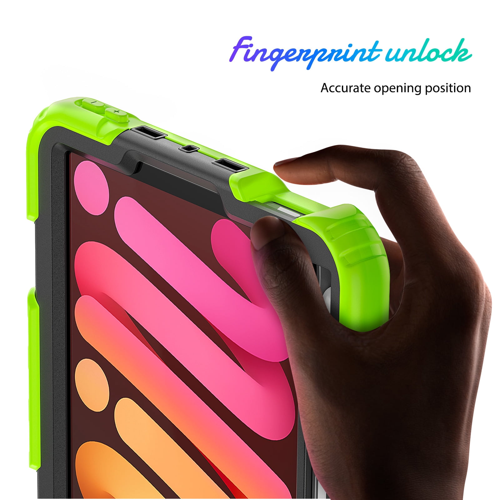 Shockproof Case for Apple iPad mini 6 /7 8.3" with Build In Screen Protector, Rugged Rotating Stand Shoulder Strap Pencil Holder Kids Friendly Bumper Case for Apple iPad mini 6/ Mini 7, Green