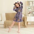 thumbnail image 3 of FORMRS Niños Bathrobe Unisex Hooded Robe Soft Plush Pajamas Sleepwear, Size 4-6T, Purple Halloween Black Cat, 3 of 7