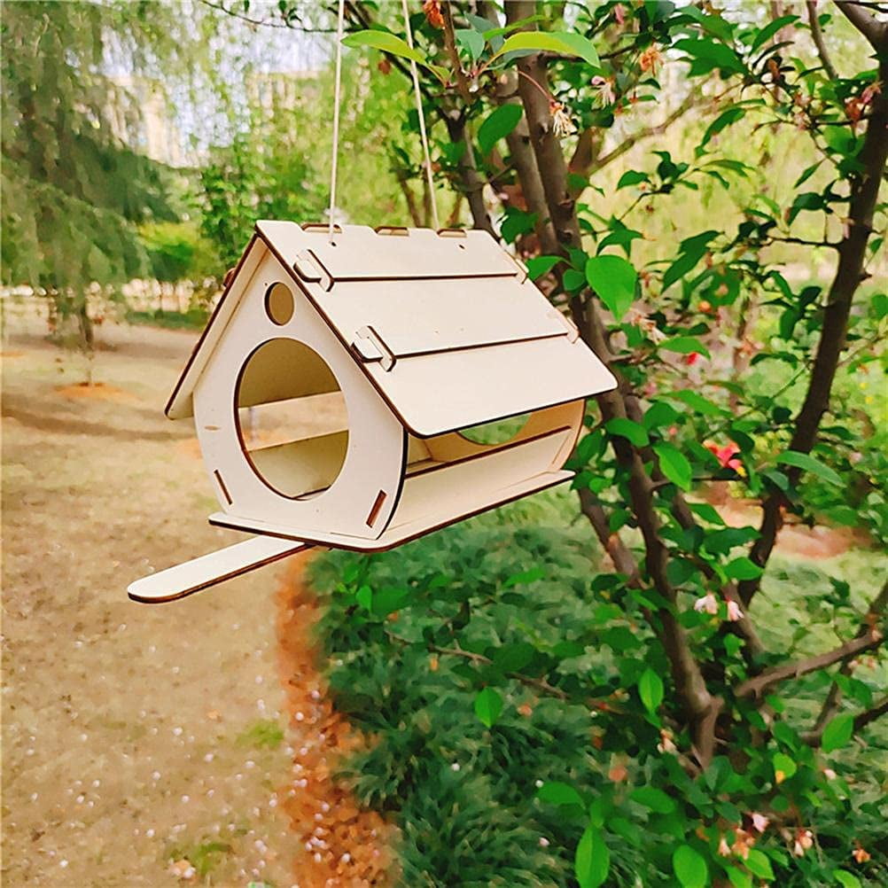 Wooden Bird House Feeder Bath Garden Hanging Nest Box Feeding Station Outdoor 