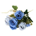 thumbnail image 3 of Ramo de rosas artificiales, ramo de rosas simulado para decoración de fiestas y bodas. Azul claro, 3 of 9