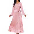 thumbnail image 2 of Wancir Womens Muslim Abaya Dress One-Piece V Neck Dress Islamic Full Length Kaftan Daily Casual Dress, 2 of 6