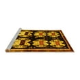 thumbnail image 2 of Ahgly Company Machine Washable Indoor Round Abstract Yellow Contemporary Area Rugs, 7' Round, 2 of 4