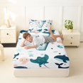 thumbnail image 4 of jejeloiu Cute Starfish Initial V Twin Sheet Sets For Kids,Ocean Animal Monogram Art Bedding For Boys,3pcs, 4 of 6