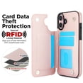 thumbnail image 4 of Case Compatible with iPhone 17, Stylish Card Slots Kickstand PU Leather Back Case Magnetic Closure RFID Blocking Drop Protective Shockproof Cover for iPhone 17, Rosegold, 4 of 8