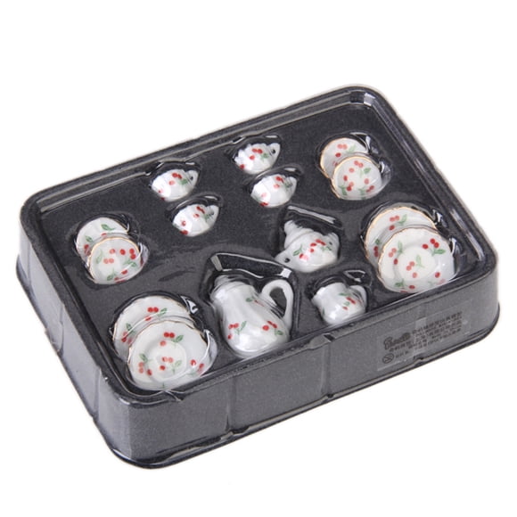 15 Piezas Casa de en Miniatura Utensilios de Comedor de Té de Platillos de Taza de Hugo China Modelo de conjunto de té