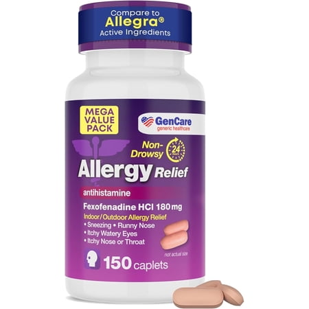 GenCare Allergy Relief Fexofenadine HCl 180 mg Non Drowsy Antihistamine, 150 Tablets