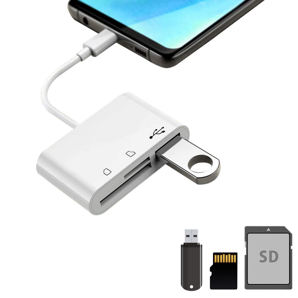 USB C SD Card Reader Adapter, Type C Micro SD TF Card Reader Adapter, 3