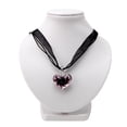 thumbnail image 4 of JUNTEX Murano Glass Pendant Necklace Purple Heart Flowers Ribbon Chain, 4 of 8