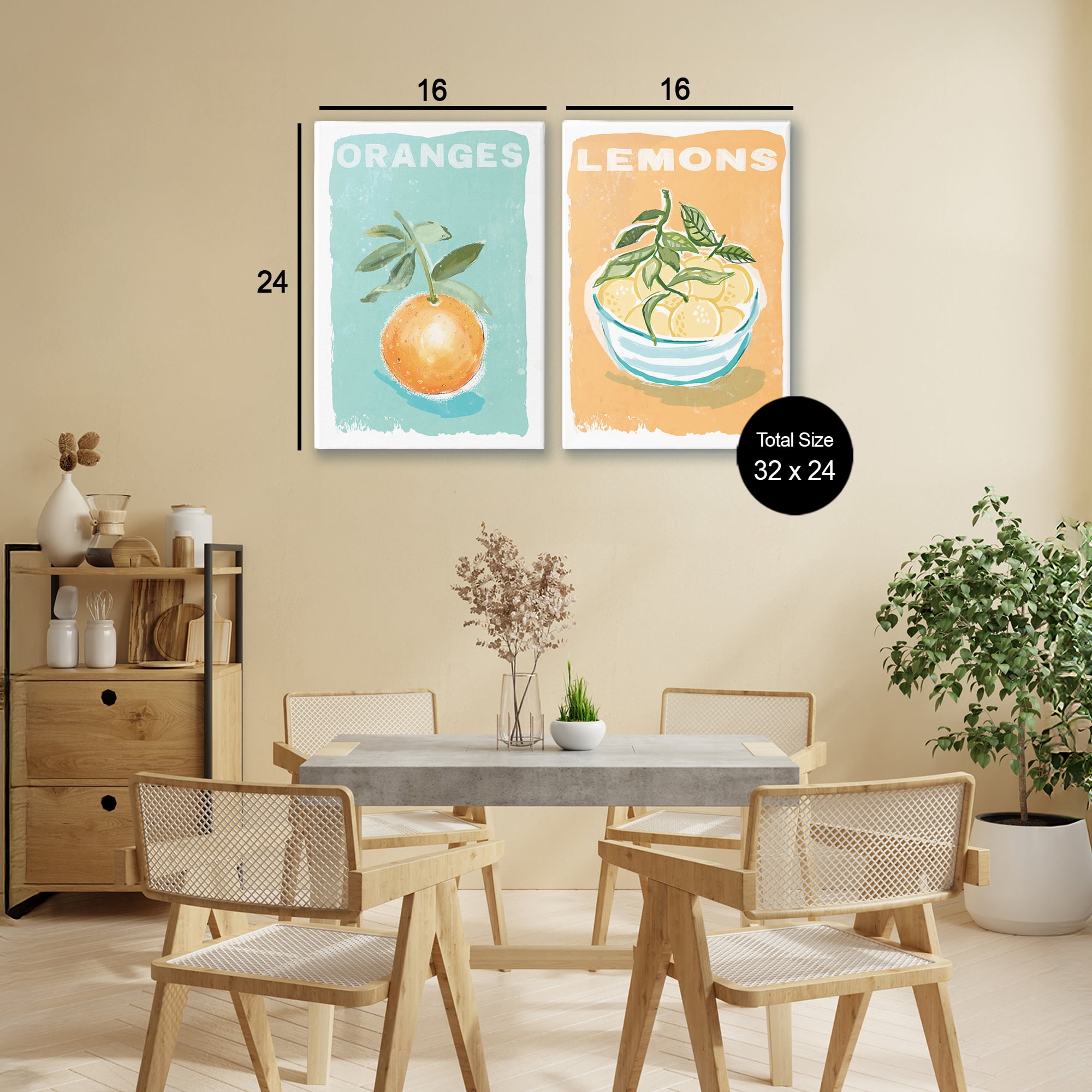Stupell Industries Citrus Twist Motif 2 Piece Canvas Wall Art Set, design by Chad Barrett