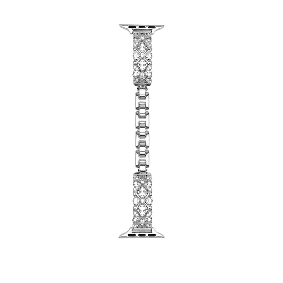 Luxury Crystal Jewelry Band Compatible with Apple Watch Series 11/10/9/8/7/6/5/4/3/2/1/SE/SE 2, Elegant Fashion Rhinestone Metal Bracelet Strap for Women, Dressy Watch Band 38/40/41/42mm,Silver