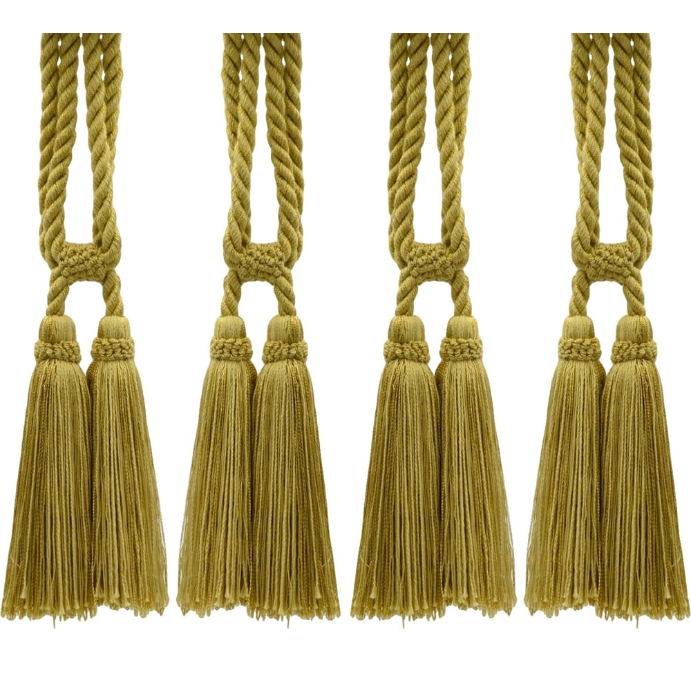 Set of 4 Beautiful Antique Gold Curtain & Drapery Double Tassel