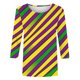 thumbnail image 4 of Uootdi Mardi Gras 3/4 Sleeve Shirts for Women Round Neck Fancy Mask Printed Graphic Tops Carnival Party Tees Trendy Mardi Gras Blouse Gift, 4 of 6