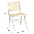 thumbnail image 3 of SAFAVIEH Couture Hattie Coastal Cane Solid Dining Side Chair, White/Natural (Set of 2), 3 of 12
