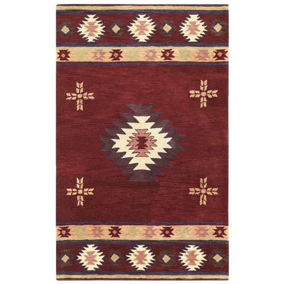 Alora Decor Ryder 6'6" x 9'6" Tribal Burgundy/Tan/Sage/Navy Hand-Tufted Rug
