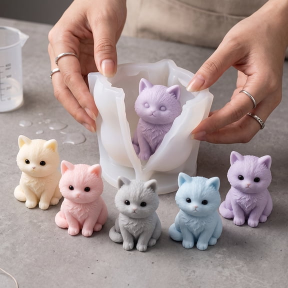 Aonerit Cat Silicone Mold, Seated Figure Form, For Candle Soap Resin Chocolate, Diy Handmade Craft,Reusable Baking Tool