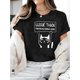 thumbnail image 1 of Women's "Llegue Tarde" Cat Protest Graphic Tee - Casual Short Sleeve, Round Neck, Stretch Cotton, Machine Washable, Gray with Black Print, 1 of 6
