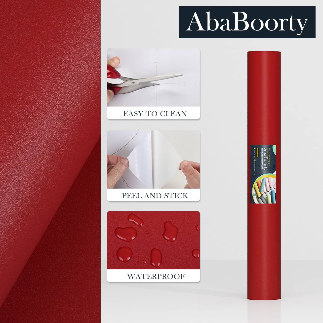 Ababoorty Red Contact Paper for Cabinets 80"X15.8" Red Wall Paper Roll for Bedroom Self Adhesive Removable Peel and Stick Vinyl Wallpaper Decorative Bathroom Walls Locker Countertops Waterproof…