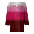 thumbnail image 5 of felwors 3/4 Length Sleeve Womens Tops Henley V Neck Summer Shirts Casual Elbow Length Button Down Shirt Floral Print Blouses (Hot Pink, XL), 5 of 5