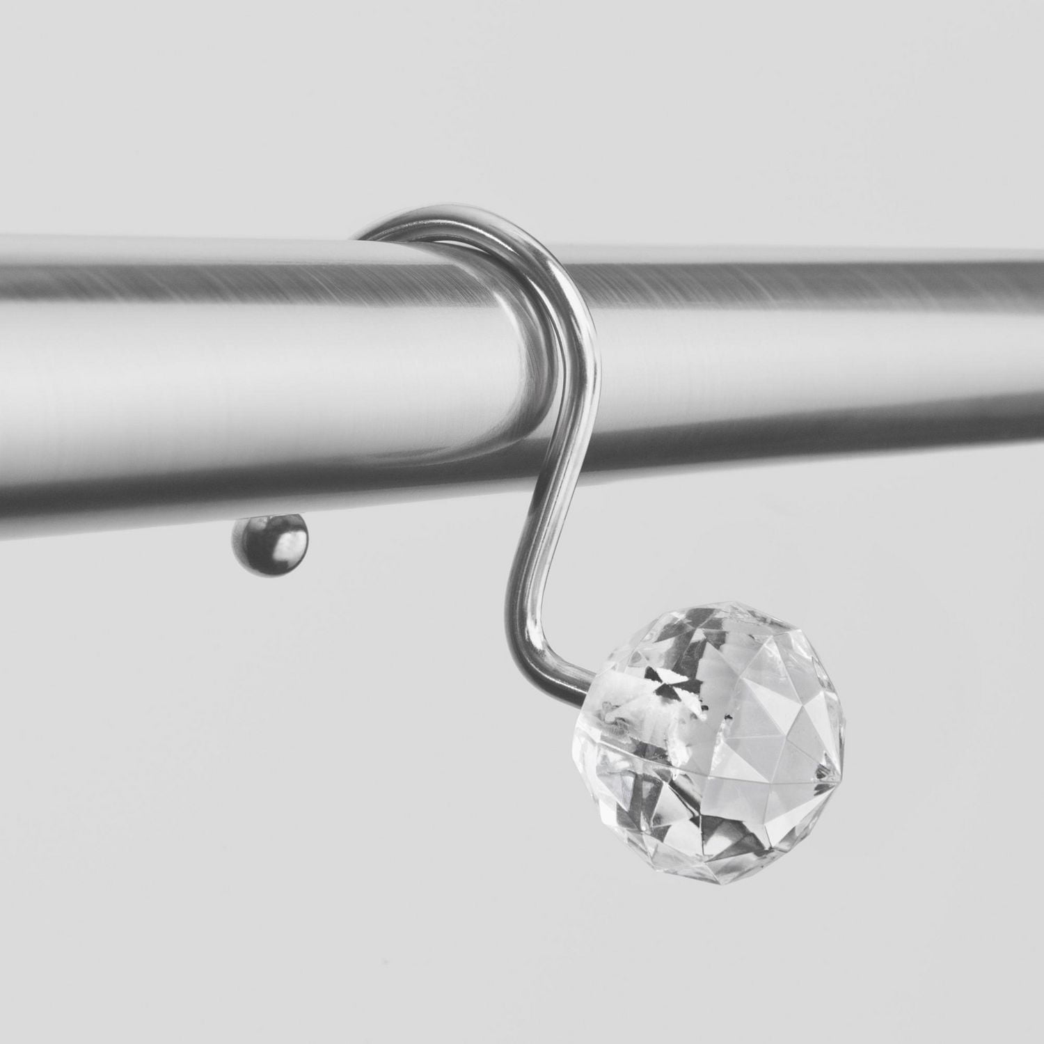 Mainstays Crystal Ball Metal Shower Curtain Hooks, Chrome, Set of 12