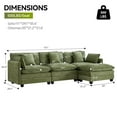thumbnail image 3 of Domicare Modern 3 Seater Sectional Sofa with Ottoman, Sofas for Living Room, Living Room Furniture，Green, 3 of 9