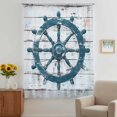 thumbnail image 3 of Teal Coastal Sheer Curtains 63 Inches Long, Nautical Summer Rudder Vintage Light Filering Curtains, Breathable Simi Curtain Privacy Drapes for Living Room Bedroom Lightweight Window Treatment, 3 of 9
