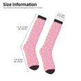 thumbnail image 4 of Vsdgher Pink Donut Print Thigh High Socks Extra Long Stretchy Sock Women Over Knee High Opaque Stocking Daily Wear, 4 of 5