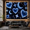 thumbnail image 6 of Glowing Hearts and Crescent Moons on Starry Night Sky, Ethereal Romantic Fantasy for Space Lovers, Celestial Wall Art, Housewarming Gift Tapestry Wall Hanging for Bedroom, Living Room and Dorm, 6 of 7