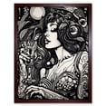 thumbnail image 1 of Woman Drinking Wine Black and White Illustration Art Print Framed Poster Wall Decor 12x16 inch, 1 of 5