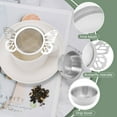 thumbnail image 6 of 2 Pcs Tea Strainers with Drip Bowl Stainless Steel Loose Leaf Tea Filter with Flower Handle Reusable Fine Mesh Tea Interval Diffuser for Loose Leaf Coffee Herbal Spice(Silver), 6 of 7