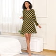 thumbnail image 5 of joogoo Art Yellow Checkered Grid Pattern Women's Long Sleeve Nightgown Sleepwear XXL, 5 of 8