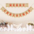 thumbnail image 1 of Banderines con letras de Feliz Navidad, decoración de pancartas, patrón de copos de nieve, arpillera de lino, 1 of 5
