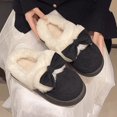 thumbnail image 3 of Nuevas zapatillas de mujer de terciopelo con lazo y suela gruesa de tacón plano de otoño e invierno | Zapatillas peludas modernas, sencillas y ligeras., 3 of 6