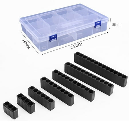 

The plastic screwdriver head stores the drill bit holder for power accessories