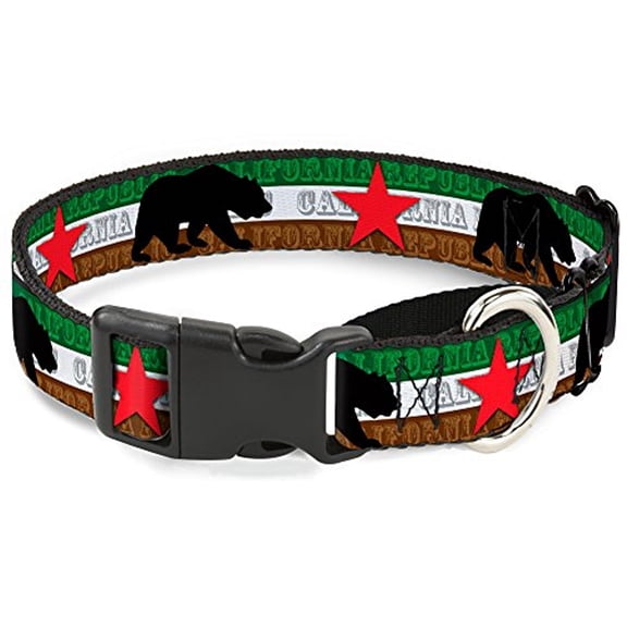 Buckle-Down MGC-W35505-L Cali Bear Silhouette & California Republic Multicolor Martingale Dog Collar