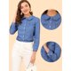 thumbnail image 2 of INSPIRE CHIC Blusa De Manga Larga Clásica De Mezclilla Para Mujer Azul L, 2 of 6