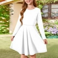 thumbnail image 2 of Abcomgle Long Sleeve Dress for Girls 14-16 Casual A-Line Fall Girls T-Shirt Dresses Solid Crew Neck Girls Skater Dress Summer Swing Dresses for 4-14t Kids 5-6 Years,White, 2 of 5