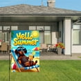 thumbnail image 3 of AMHNF Hello Summer Dachshund Beach Scene Linen Garden Flag for Spring Summer Home Outdoor Garden Yard Door Decor 12x18 inch, 3 of 5