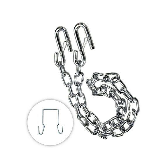 Motor God 48" Heavy Duty Trailer Safety Chain with 2-1/2" Chain Hanger – 1/4" Diameter, S Hooks on Both Ends (7800 Lb)