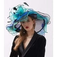 thumbnail image 3 of Women's Organza Saturday Horse Racing Derby Day Wide Brim Church Hat, 3 of 6