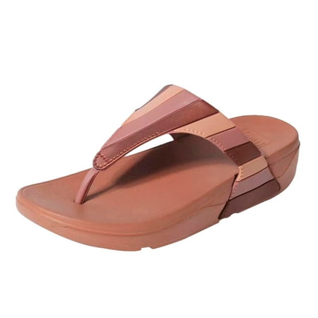 

QYZEU Womens Shoes Sandals Wide Width Ladies Sandal Woman Sandals Metal Upper Slipper Flat Flip Flop with Four Color