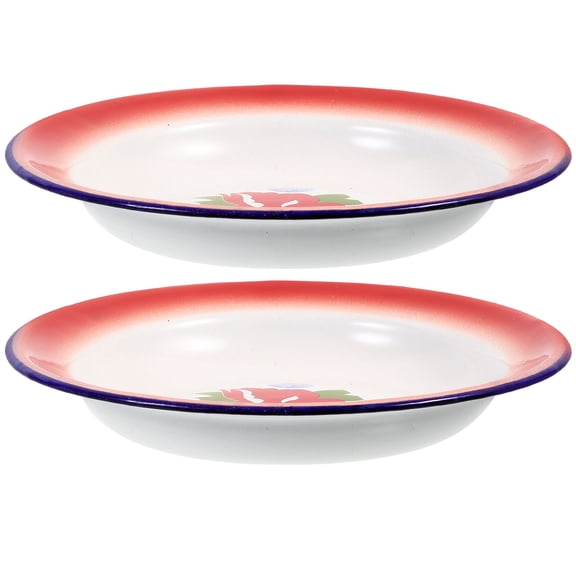 SOPOTUTU 2Pcs Assorted Color Retro Floral Plates Thickened Kitchen Supplies