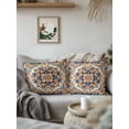 thumbnail image 3 of Outdoor Pillows Waterproof, Blue Burnt Orange Boho Bedding Throw Pillows with Insert for Couch Sofa Bed, Antique Southwestern Art 16x16 Inch Pillowcases Decorative Camping Patio Pillow Set of 1, 3 of 8